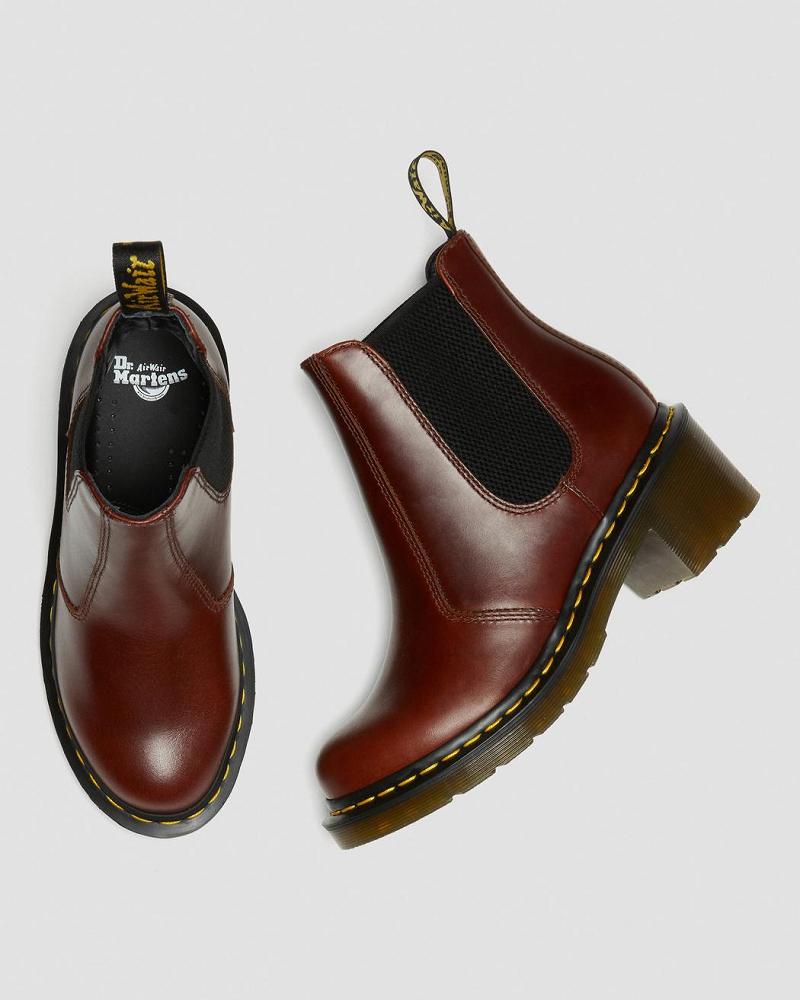 Dr Martens Cadence Leren Hak Enkellaars Dames Bruin | NL 716NWY